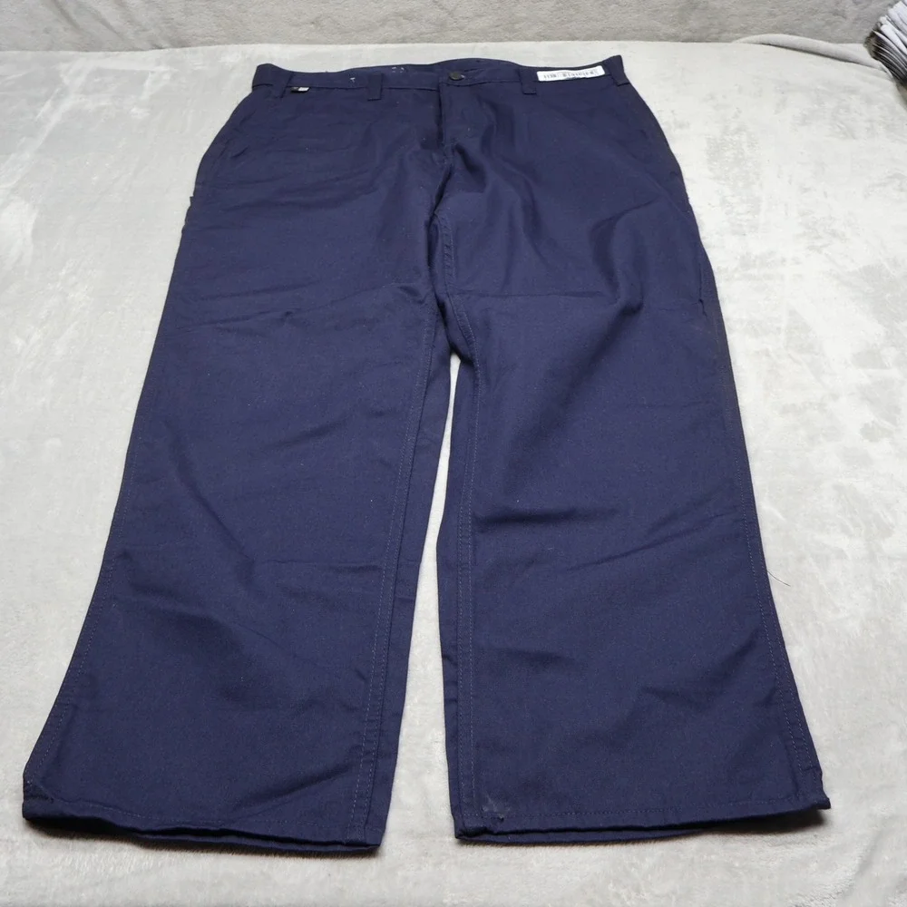 Carhartt Pants Men 36x32 Blue Dungaree Fit Flame Resistant Work Rugged Utility